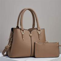 PU Leather Handbag Bag Suit attached with hanging strap & two piece Solid Set