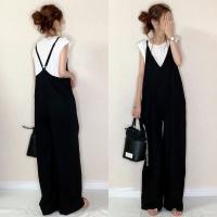 Polyester Long Jumpsuit slimming & loose patchwork Solid : PC