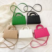 PU Leather Box Bag Handbag portable & attached with hanging strap Polyester striped PC