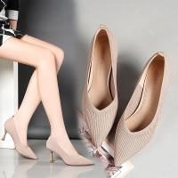 Rubber & PU Leather High-Heeled Shoes Pair