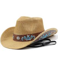 Straw windproof Sun Protection Straw Hat sun protection & unisex & breathable embroidered floral PC
