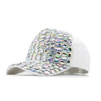 Cotton windproof Baseball Cap sun protection & for women & breathable & with rhinestone PC