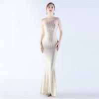 Sequin & Polyester Slim & Mermaid Long Evening Dress & One Shoulder embroidered Solid PC