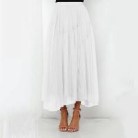 Polyester Pleated Maxi Skirt slimming patchwork Solid PC