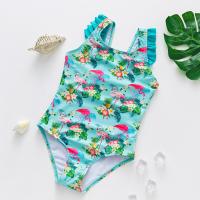 Polyester scallop One-piece Swimsuit patchwork PC
