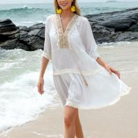Polyester Swimming Cover Ups Patchwork Solide Blanc : pièce