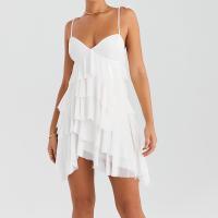 Chiffon Waist-controlled & Slim Slip Dress backless patchwork Solid white PC