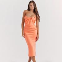 Polyester Waist-controlled & Slim Sexy Package Hip Dresses patchwork Solid orange PC