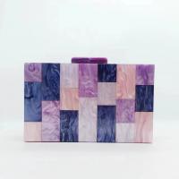 Acrylic hard-surface Clutch Bag with chain patchwork mixed colors PC