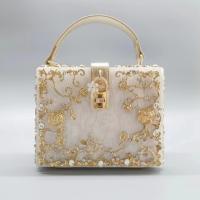 Acrylic hard-surface & Easy Matching Handbag attached with hanging strap & with rhinestone floral PC