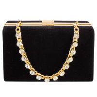 Polyester Easy Matching Clutch Bag with rhinestone Solid black PC