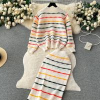 Polyester Tweedelige jurk set Striped : Instellen