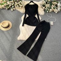 Polyester Waist-controlled Women Casual Set flexible & two piece Solid : Set