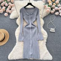 Polyester front slit Sexy Package Hip Dresses slimming & skinny style Solid : PC