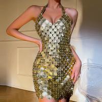 Sequin Sexy Package Hip Dresses hollow gold : PC