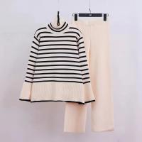 Polyester Women Casual Set two piece & loose & thermal striped : Set