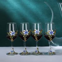 Crystal Glass Wine Glass Enamel flower shape PC