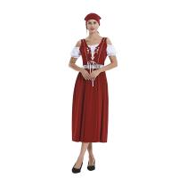 Polyester Women Maid Costume & two piece & breathable Solid Set