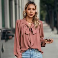 Polyester Soft Women Long Sleeve Shirt & loose Solid PC