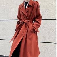 Polyester Women Trench Coat mid-long style & loose red PC