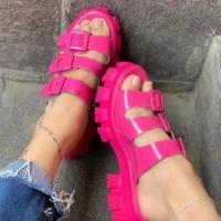 Rubber & PU Leather Flange Women Sandals Pair