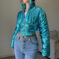 Polyester Women Parkas & thermal Solid blue PC