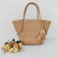Paper Rope Beach Bag & Easy Matching Woven Tote large capacity khaki PC