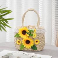 Paper Rope Beach Bag & Easy Matching Woven Tote floral beige PC