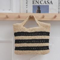 Paper Rope Beach Bag & Easy Matching Woven Tote large capacity striped beige PC