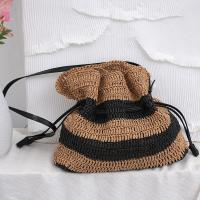 Paper Rope Beach Bag & Easy Matching Crossbody Bag striped black and brown PC