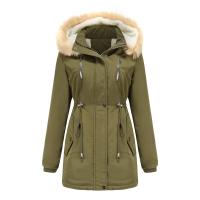 Polyester windproof Women Parkas & with detachable hat & thermal Solid PC