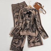 Acrylic Wide Leg Trousers Women Casual Set slimming & two piece printed Set