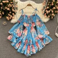 Chiffon Soft One-piece Dress breathable printed floral : PC