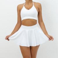 Polyamide Women Sportswear Set backless & sweat absorption skirt & camis patchwork Solid white and black Set