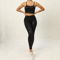 Polyamide Women Sportswear Set backless & sweat absorption Long Trousers & camis patchwork leopard white and black Set