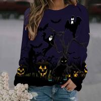 Spandex & Polyester Plus Size Women Sweatshirts Halloween Design printed PC
