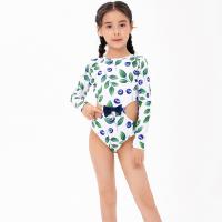 Polyester Girl Kids One-piece Swimsuit & hollow printed white PC