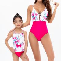 Polyamide & Polyester Familie Zwemkleding Afgedrukt Bloemen Roze stuk