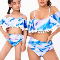 Polyester Family Swimwear printed blue Set
