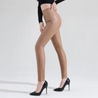 PU Leather & Spandex & Polyester High Waist Women Leggings & thermal Solid PC