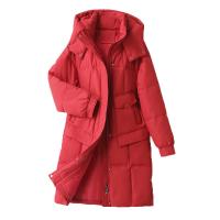 Polyester With Siamese Cap Women Parkas mid-long style & thicken & thermal Solid PC