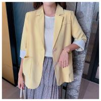 Polyester Women Suit Coat slimming Solid yellow : PC