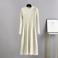 Core-spun Yarn Autumn and Winter Dress slimming Solid : PC