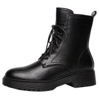 PU Leather Women Martens Boots hardwearing & anti-skidding black Pair