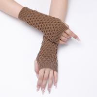 Acrylic Women Long Half Finger Glove can touch screen & anti-skidding & thermal : Pair