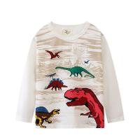 綿 少年Tシャツ パッチワーク 恐竜 一つ