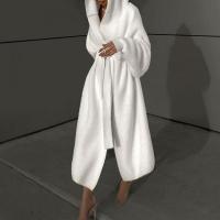 Polyester Women Trench Coat loose patchwork Solid white and black : PC