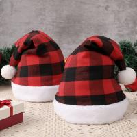 Napped Fabric & Plaids Christmas Hat thickening plaid red : PC