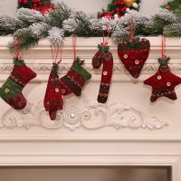 Cloth Christmas Tree Hanging Decoration six piece red Set