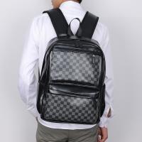 PU Leather Backpack large capacity & waterproof plaid PC